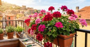 gerani fioriti in balcone