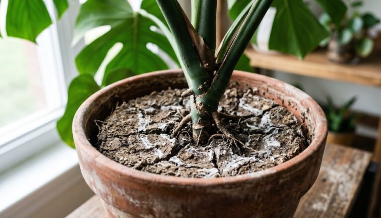 terriccio esausto con crepe monstera deliciosa
