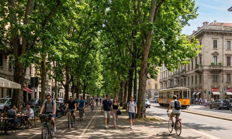 un viale con alberi di milano abbassa temperature