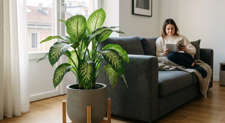 Dieffenbachia in appartamento in vaso