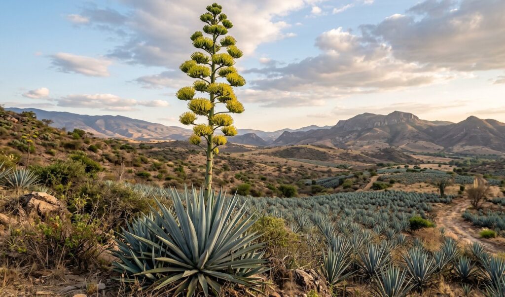 agave blu in fiore