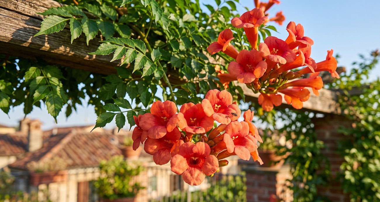 bignomia rampicante fiori primo piano