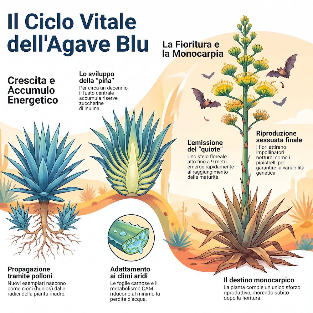 infografica ciclo vitale agave blu