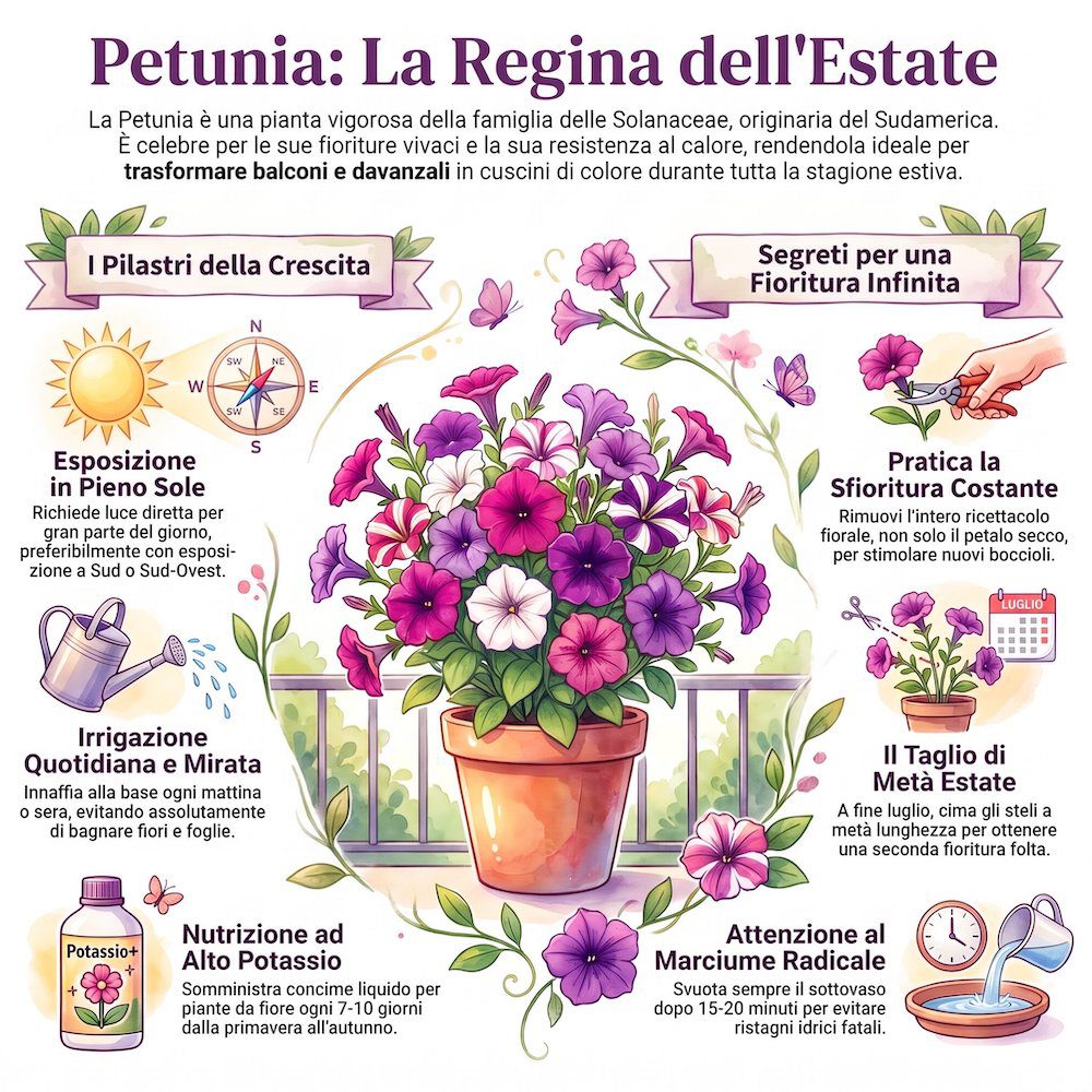 infografica cura petunie in vaso