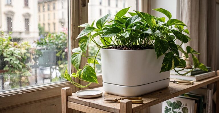 pothos in vaso auto irrigante