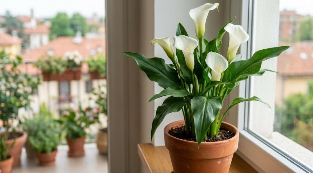 Calla in fiore in vaso