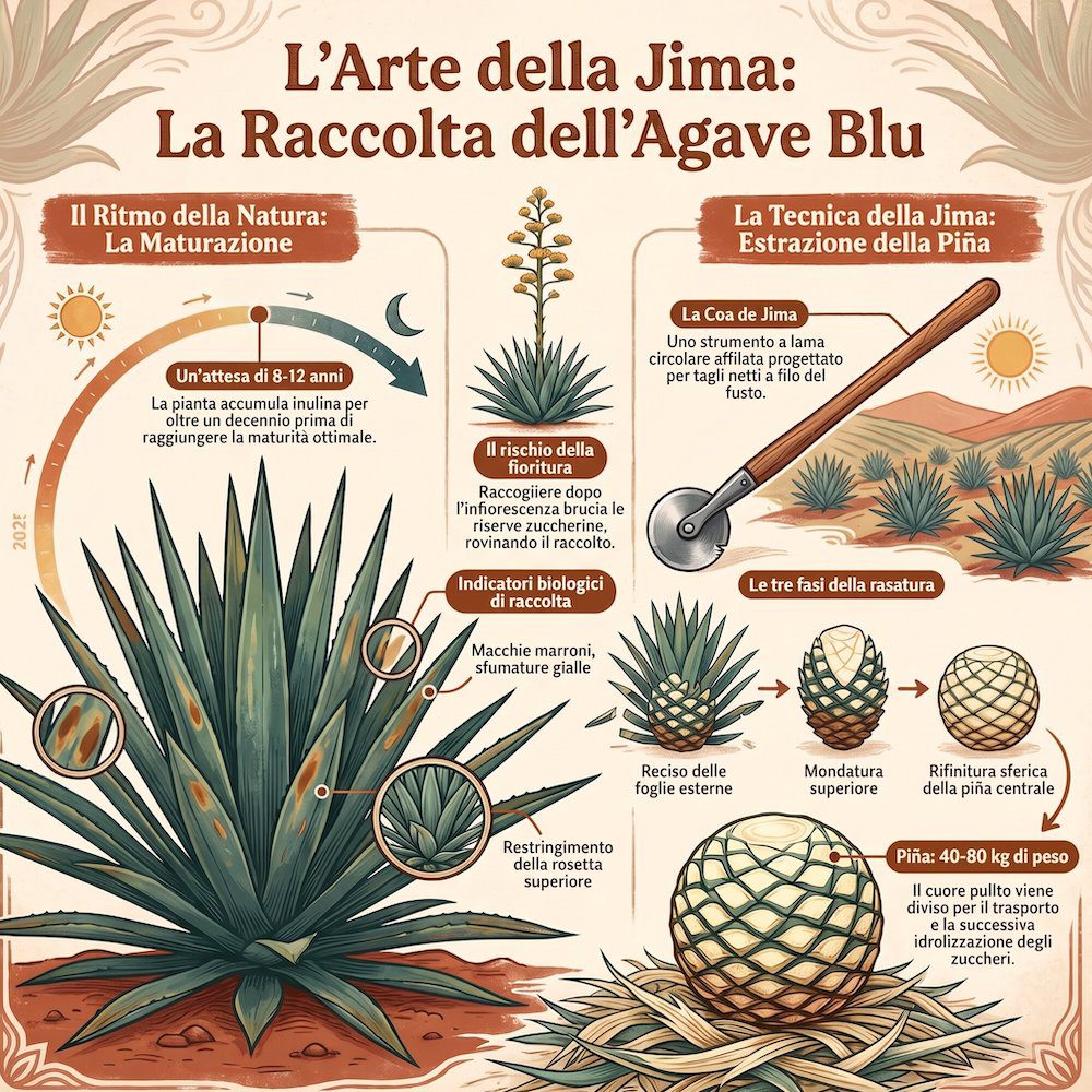 infografica arte raccolta agave blu