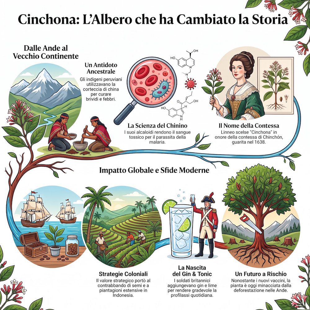 infografica chincona chinino cura malaria