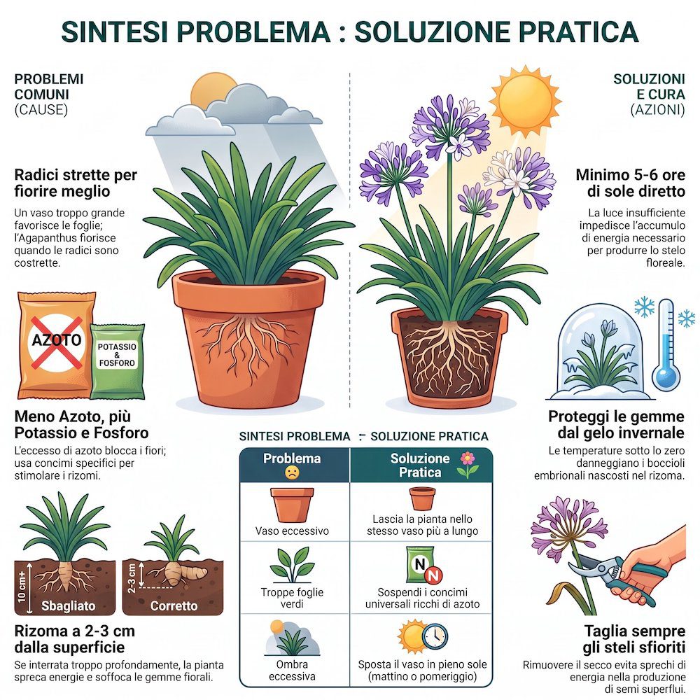 infografica perchè agapanto non fiorisce