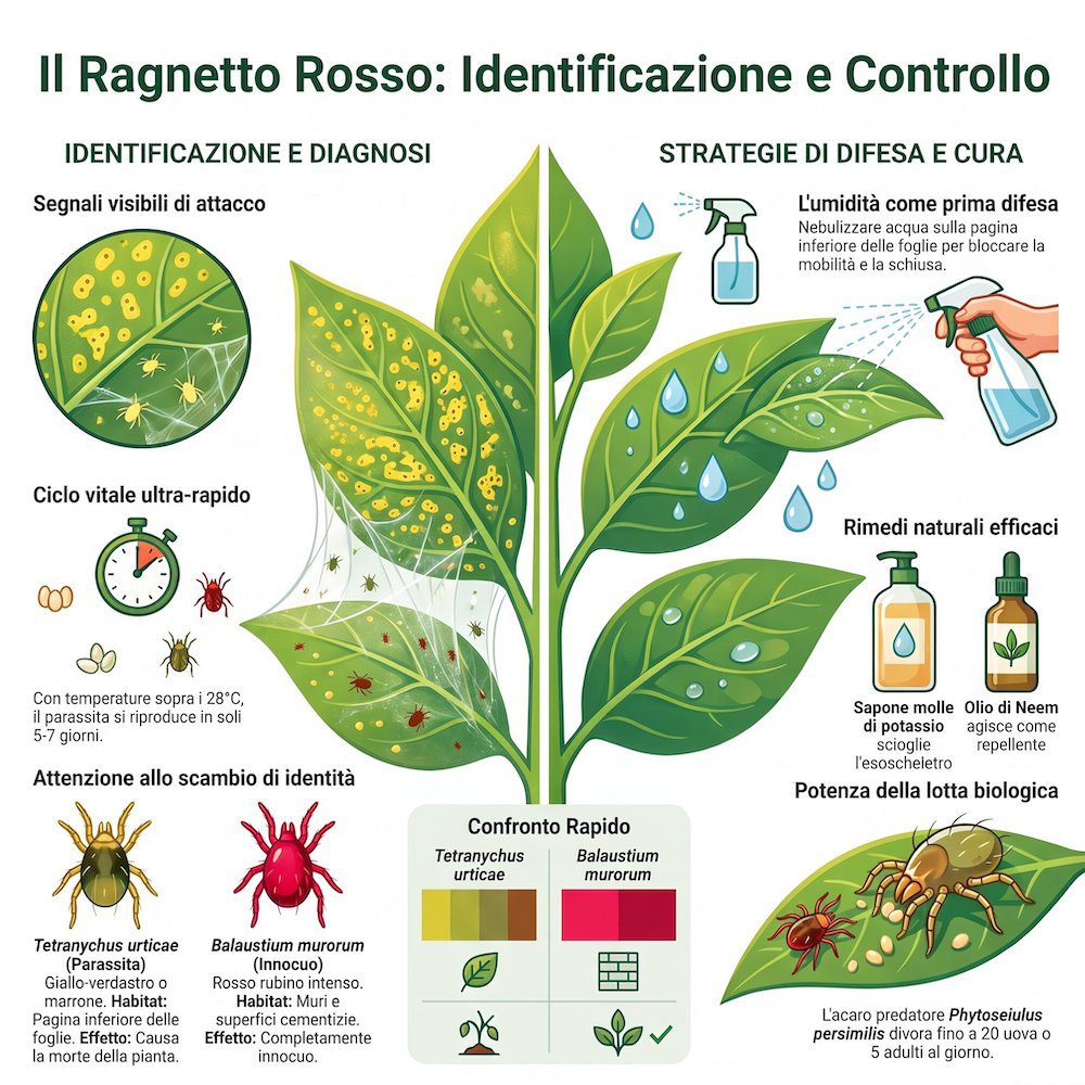 infografica ragnetto rosso acaro piante