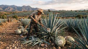 momento di raccolta dell'agave blu